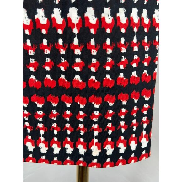 RETRO-STYLE RED WHITE AND BLACK MIDI KNIT DRESS (Women Size: 6) - Picture 8 of 15